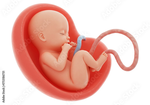Isolated Fetus in Uterus with Umbilical Cord, Conceptual, Human Pregnancy Anatomical Model