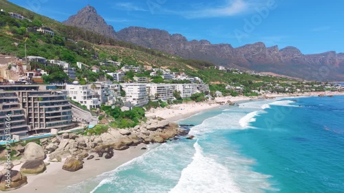Aerial view over Cape Town beach landscape, summer.