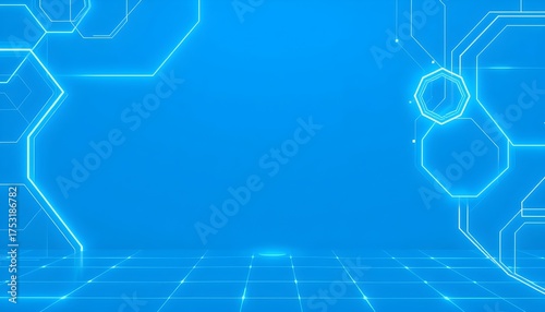 Future Tech Sky Blue Neon Circuit Pattern Background
