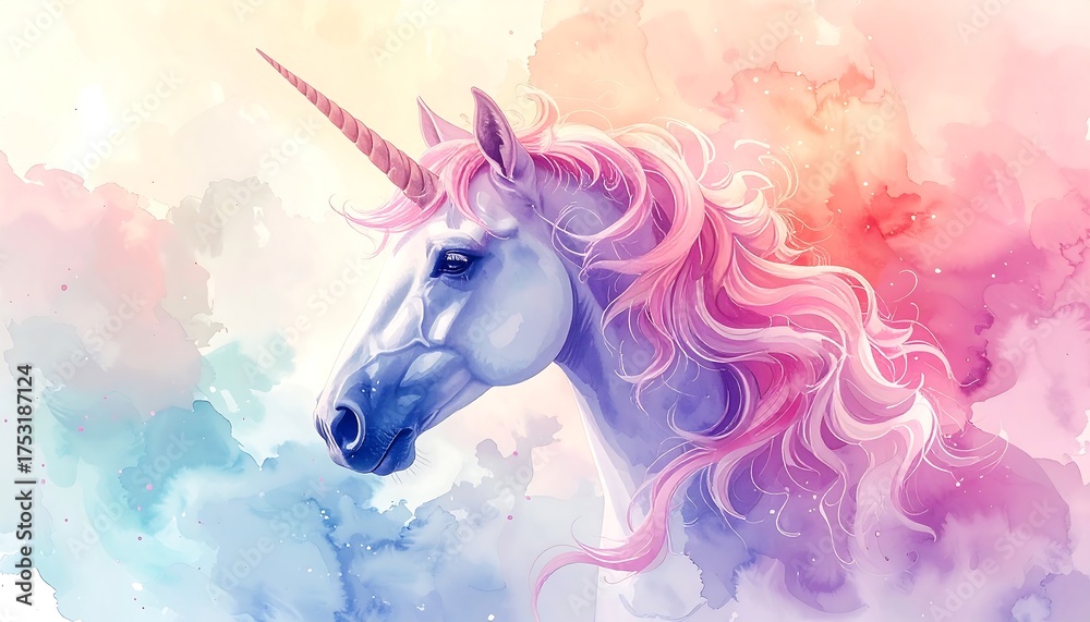Naklejka premium Pastel unicorn portrait
