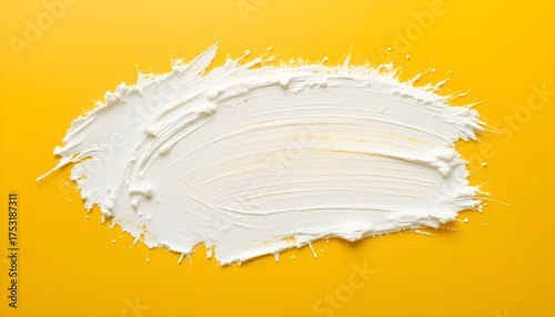 White Brush Smudge on Yellow Abstract Background