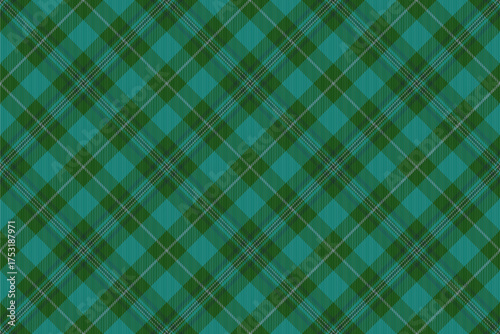 Birthday card background texture pattern, advertising seamless tartan fabric. Endless check plaid vector textile in teal and green colors.