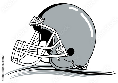 Dynamic  silver and black  football helmet vector, bold sport design blending hockey and street art graffiti lettering, multicolor typography art illustration, modern and vibrant.