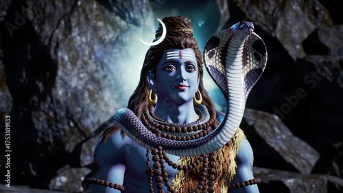 Serene Digital Portrait of Hindu Deity Lord Shiva.