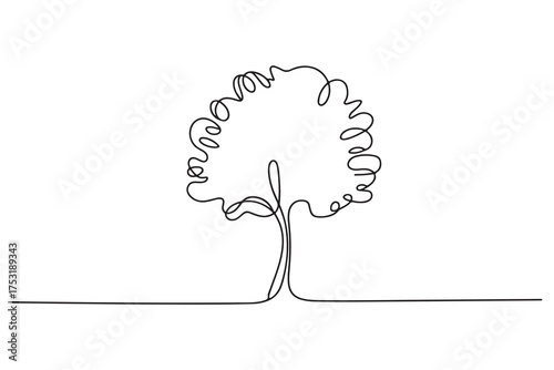 Continuous one line drawing of tree minimalist nature design illustration
