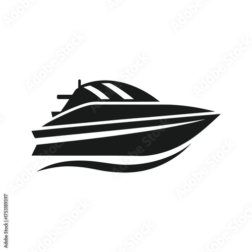 black and white speedboat silhouette 