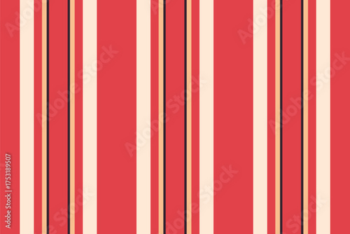 Fit stripe seamless fabric, order textile pattern vertical. Halftone texture vector lines background in red and antique white colors.