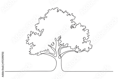 Continuous one line drawing of tree minimalist nature design illustration
