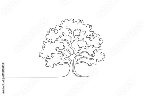 Continuous one line drawing of tree minimalist nature design illustration

