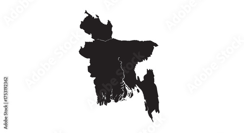 Vector art of black silhouette of the country of bangladesh, a nation in south asia with rich history