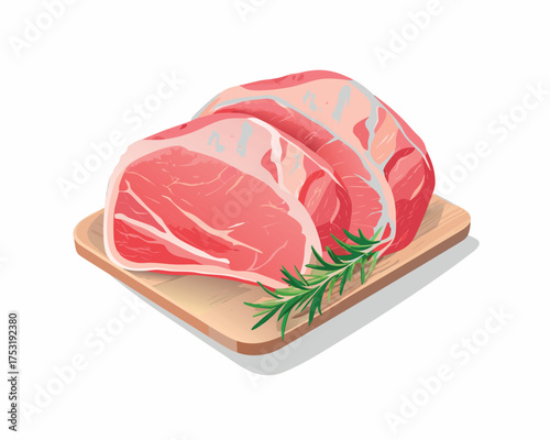 Fresh uncooked raw  meat on a wooden cutting board ingredient for a gourmet dinner