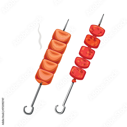 BBQ Kebab Skewers Isolated Vector