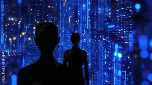 A warm and cozy room filled with numerous blue lights, great for indoor scenes or mood settings