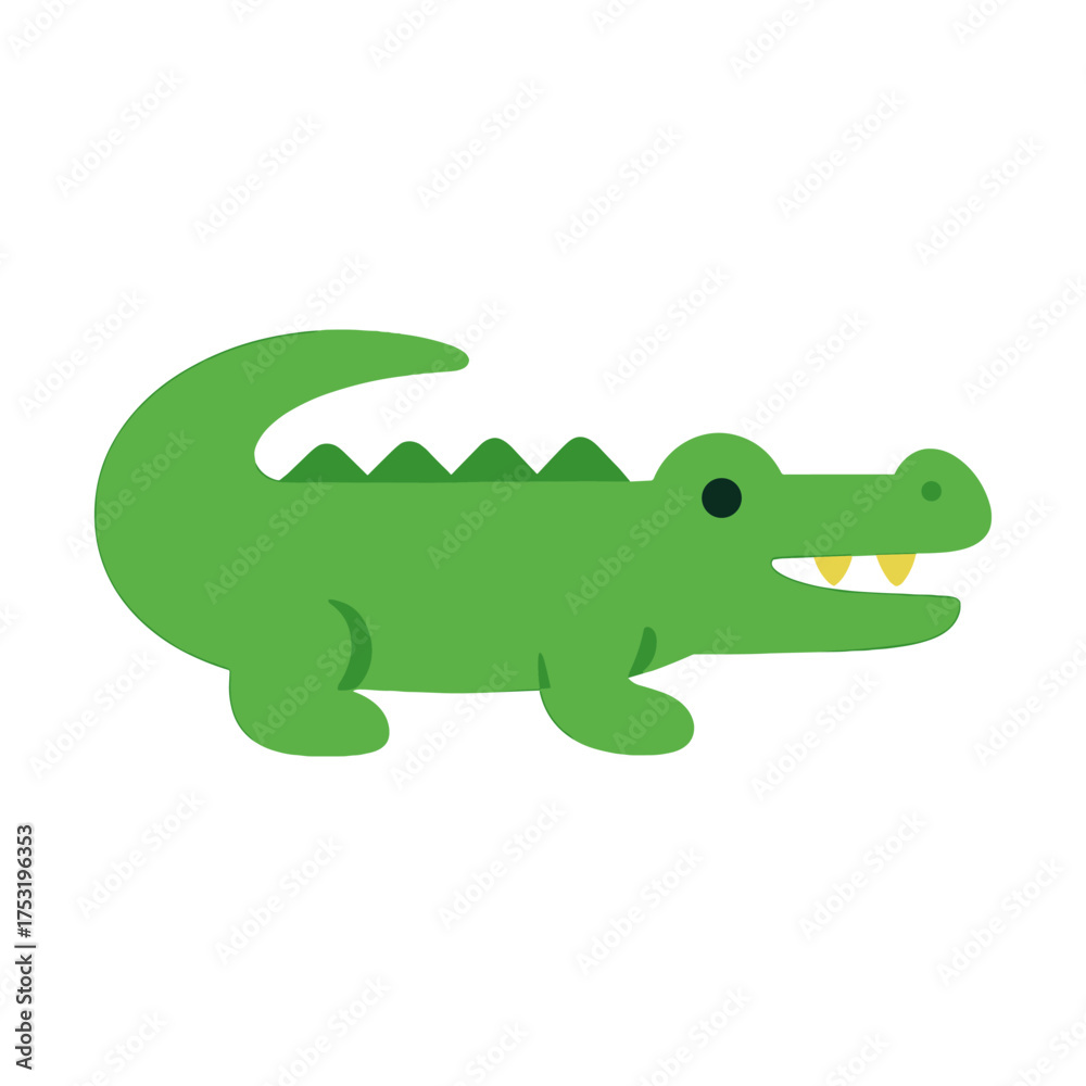 Naklejka premium Green cartoon crocodile graphic on white background