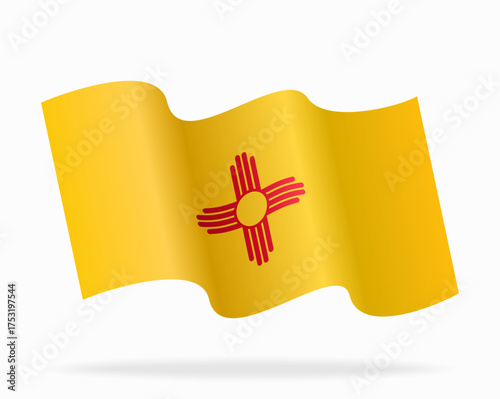 New Mexico flag wavy abstract background. Vector illustration.