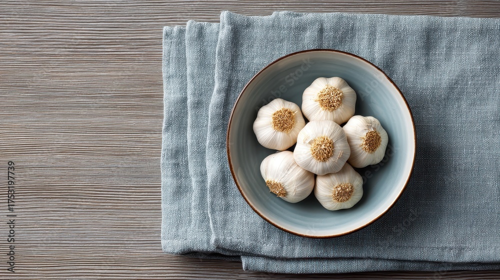 Fototapeta premium Aerial Shot of Roasted Garlic Presentation