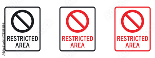 Vector illustration of a restricted area warning sign — symbolizing prohibition and no access zones. Ideal for safety signage, caution labels, and security notices.