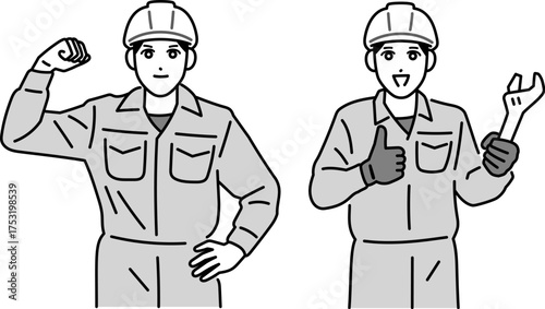 ヘルメットをかぶっている作業員の男性のイラスト