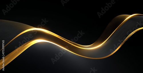a soft, flowing golden wave on a black background vector presentation design
