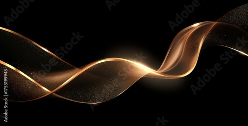 a soft, flowing golden wave on a black background vector presentation design