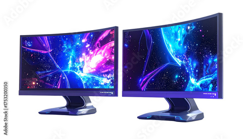 Professional 3D Desktop Screens Collection, Isolated on Transparent Background