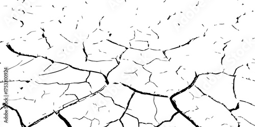 Cracked dry soil texture background in black and white. Drought land surface showing parched earth and environmental dryness. Perfect for climate change, desert, and natural texture design themes.