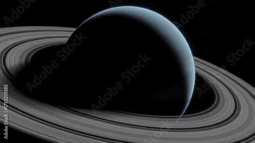 Uranus - The Icy Giant with Prominent Rings in the Vast Expanse of Space.