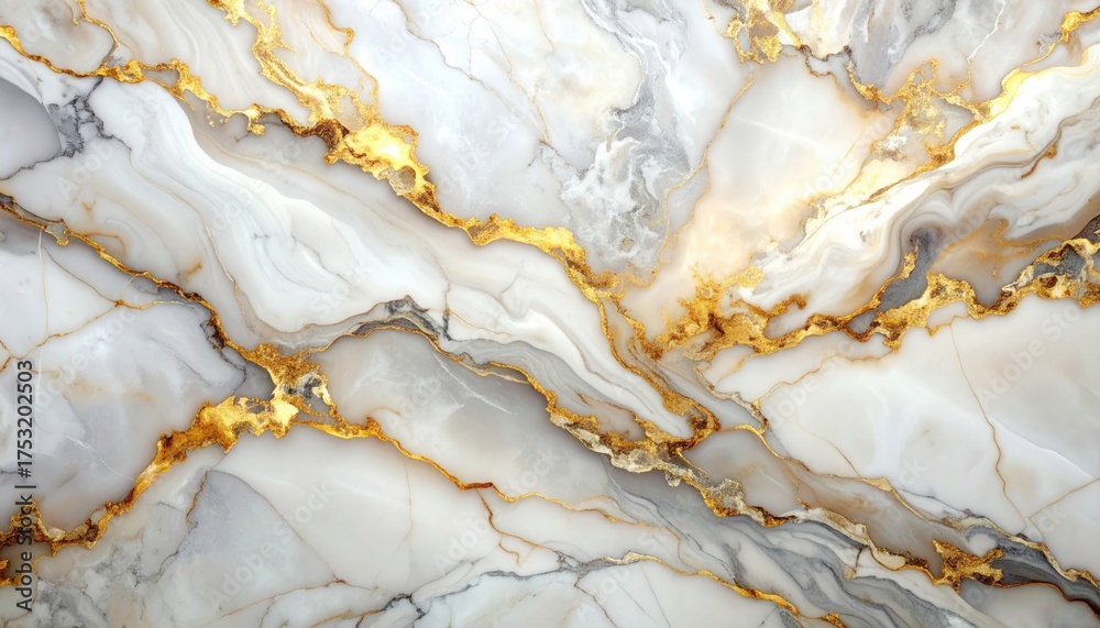Fototapeta premium Abstract Marble Texture with Golden Veins White and Gold Swirls in Artistic Design