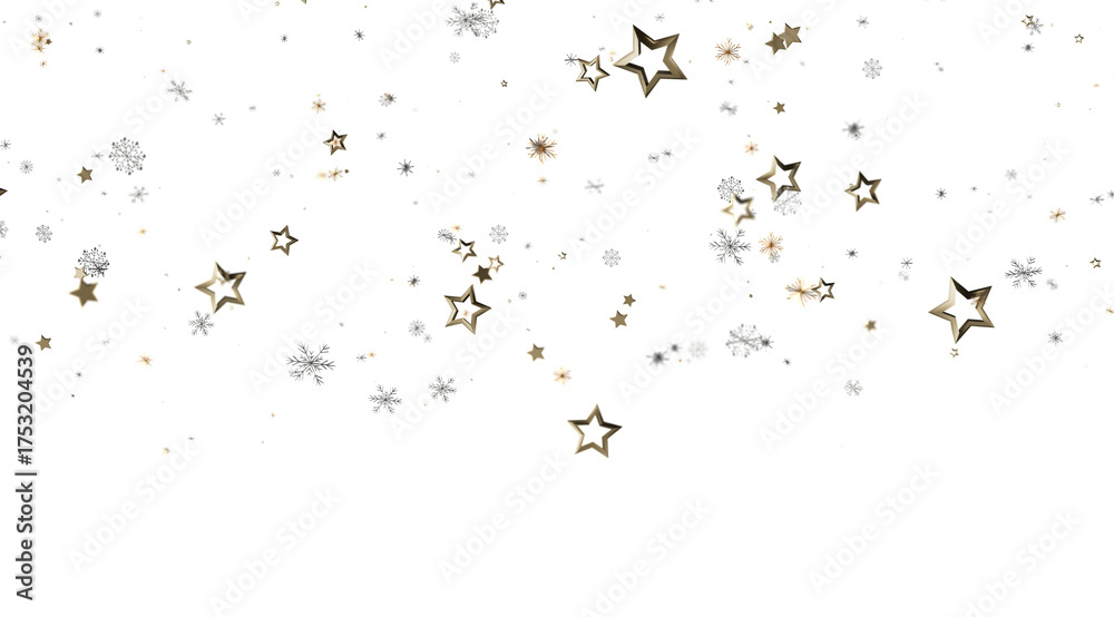 Obraz premium Elegant winter design with gold stars and snowflakes. Perfect for holiday cards, invitations, and more.