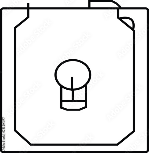 Minimalist Line Art Floor Plan Diagram of a Bathroom with Toilet Fixture and Square Layout