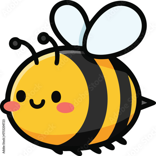 Adorable Cartoon Bee with Smiling Face and Tiny Wings.