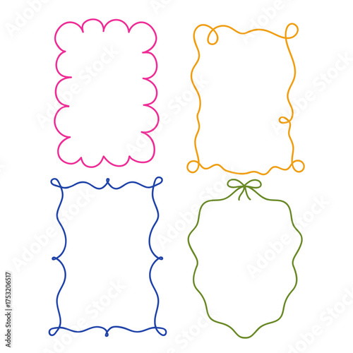 Cute hand drawn set of  isolated decorative frame design