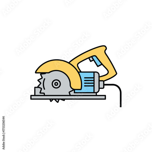 Circular saw equipment illustration power carpentry tool design for workshop applications