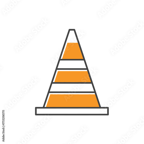 Traffic cone warning road sign illustration symbol in vector format and transport designs