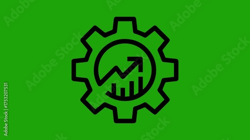 The image shows a gear icon with color animation with Deep Green background.