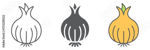 Onion icon, organic and vegetable, vegetarian food sign, vector graphics, a linear pattern on a white backgrond. editable stroke