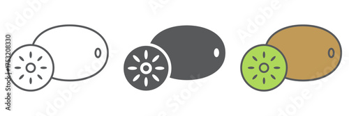 Kiwi icon, food and fruit, vitamin sign, vector graphics, a linear pattern on a white background. editable stroke