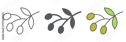 Olives icon, food and vegetable, olive branch sign, vector graphics, a linear pattern on a white background. editable stroke