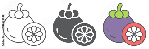 Mangosteen icon, food and vitamin, exotic fruit sign, vector graphics, a linear pattern on a white background. editable stroke