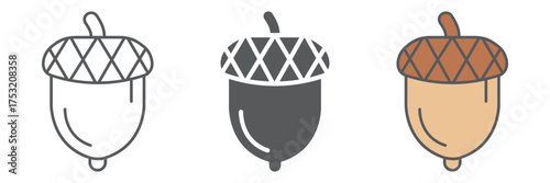 Acorn icon, oak and growth, plant sign, vector graphics, a linear pattern on a white background. editable stroke
