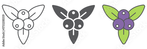 Juniper berry icon, branch and growth, plant sign, vector graphics, a linear pattern on a white background. editable stroke