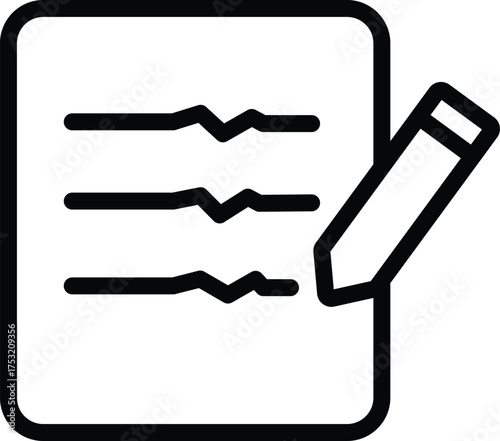 a note pad with lines and a pencil icon
