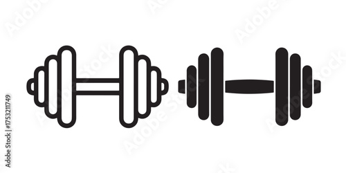 Two simple dumbbell icons representing fitness and strength training activities