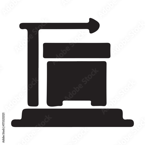 Black silhouette icon of a weighing scale with a box