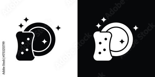 Washing dishes icon fill vectors set for ui.