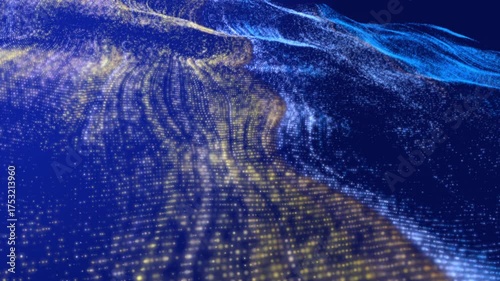 Abstract Blue and Yellow Digital Wave Pattern Background Loop.