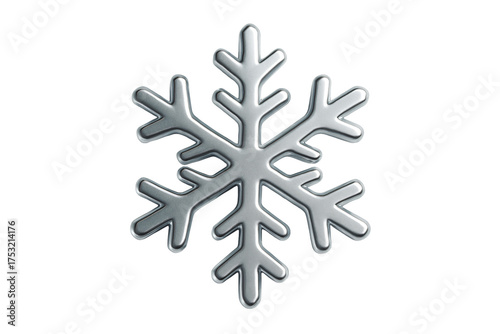 Silver snowflake on white background. Winter. Cold. Symbol.