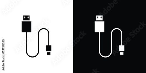 USB cable icon fill vectors set for ui.