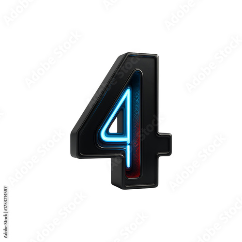 Free Download Neon Number 4: A vibrant neon sign illuminates the number four, showcasing a blend of retro aesthetics and modern design. - GFXLoad