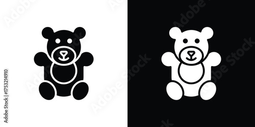 Teddy bear icon fill vectors set for ui.